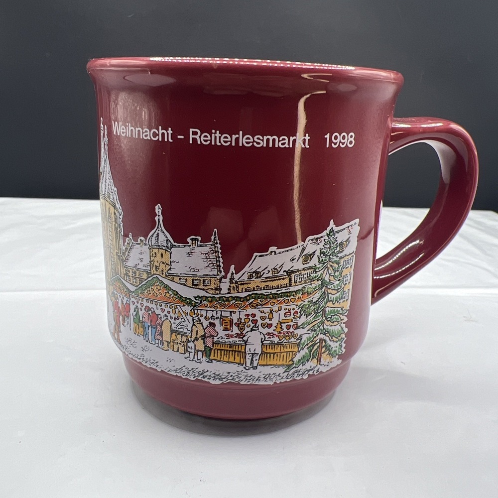 1998 Rothenburg Christmas Market Mug Gluhwein Cup Reiterlesmarkt Germany 6.8oz
